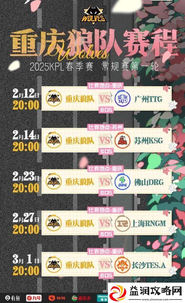 狼队发布春季赛首轮赛程