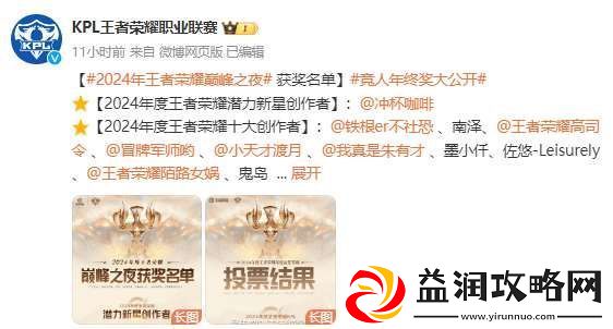 KPL公布巅峰之夜各奖项投票比重